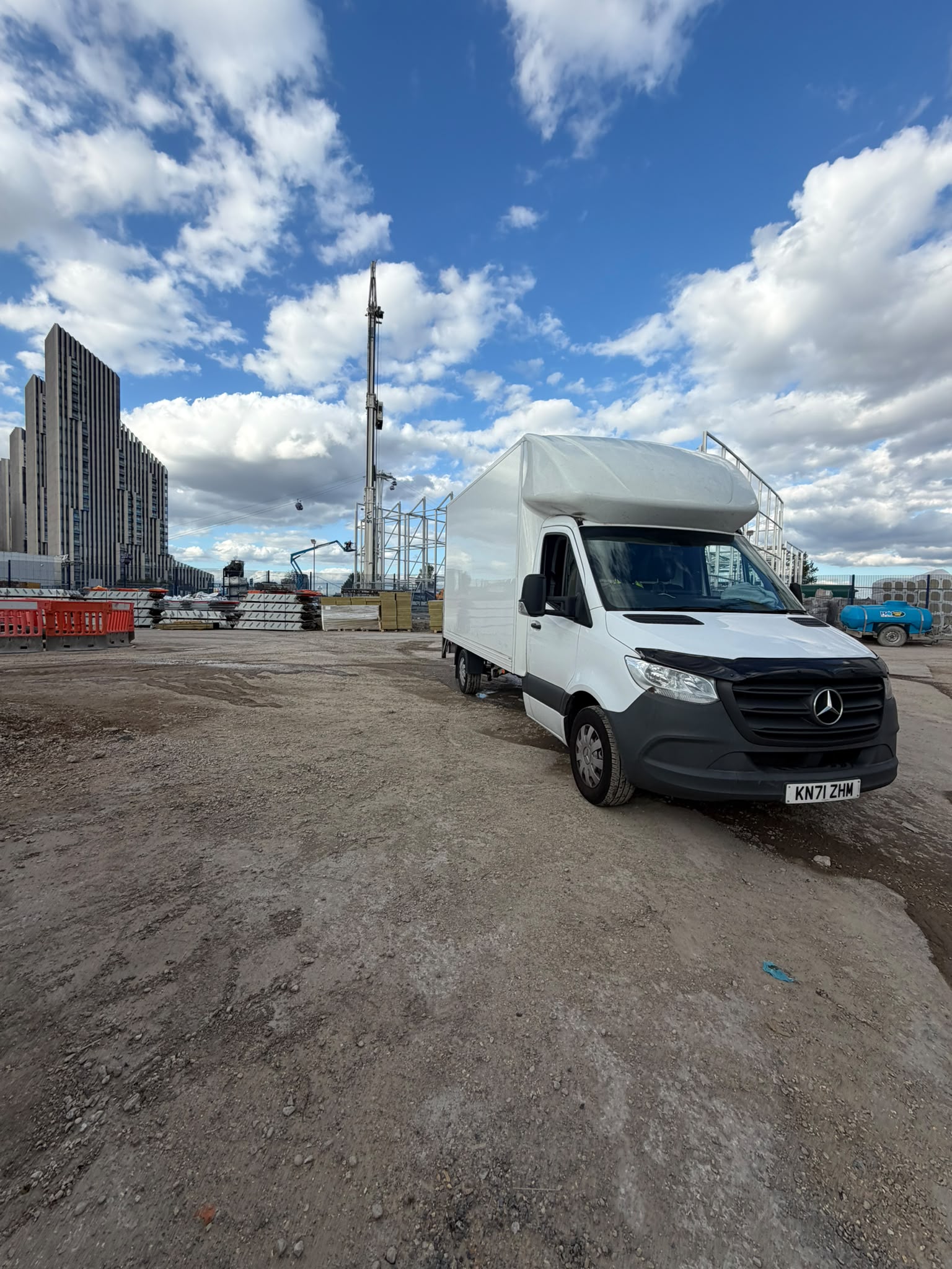 Compass Cargo Luton van at a London construction site