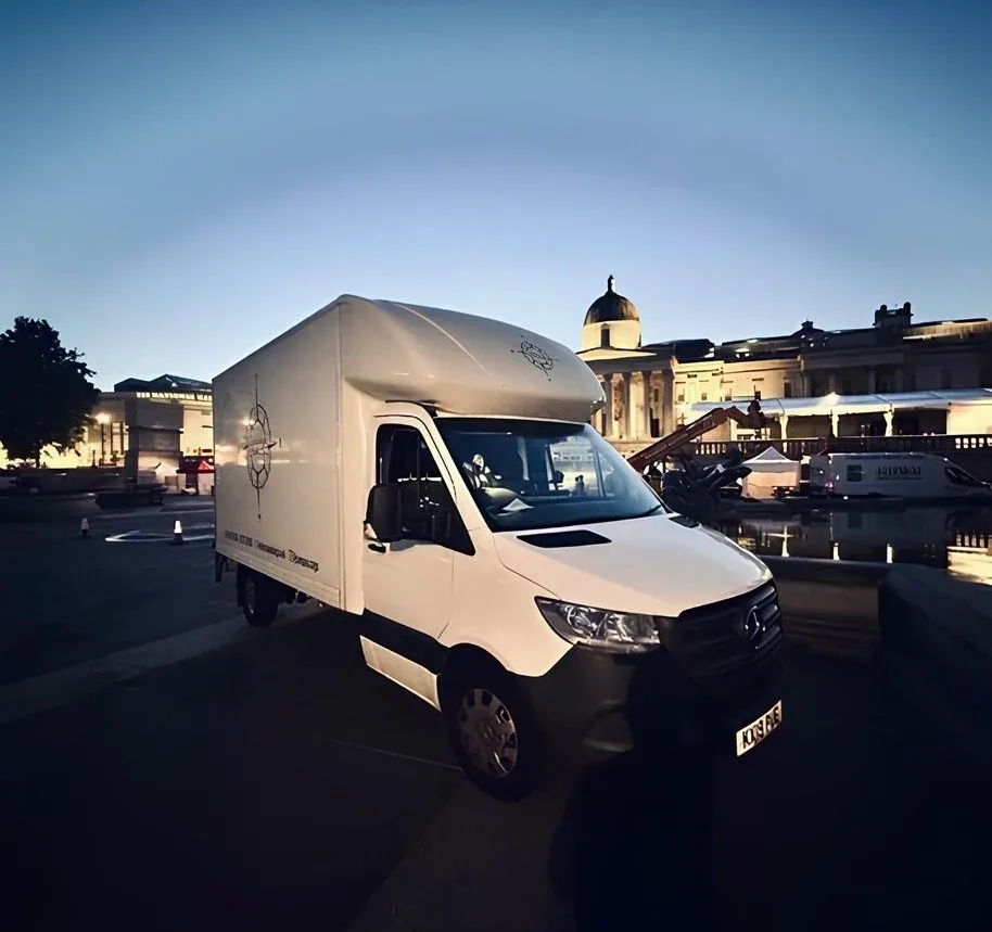 Compass Cargo van completing an evening delivery in London