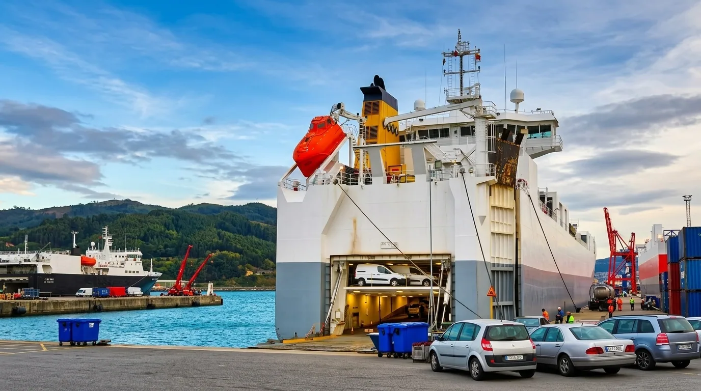 Ro-Ro vessel loading vehicles